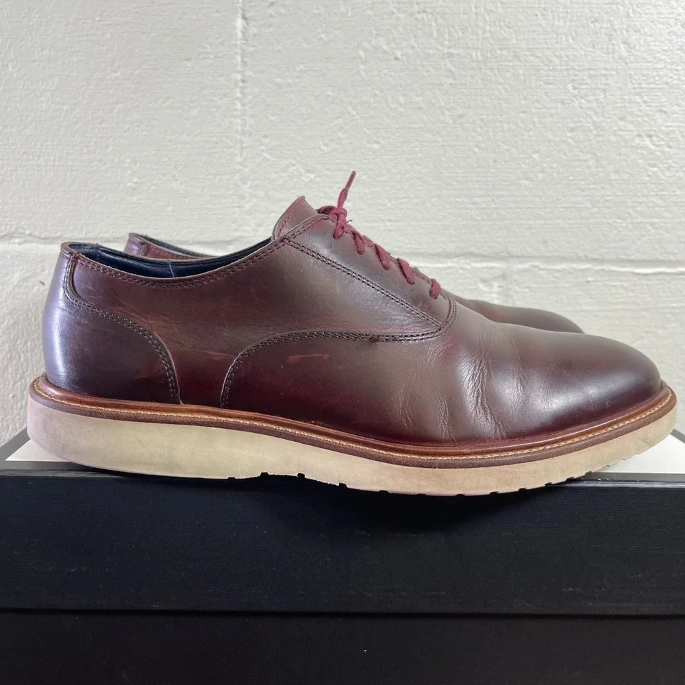 Cole Haan Brown Leather Plain Toe Casual Oxford Shoes Lace up Men's Size 10.5 M